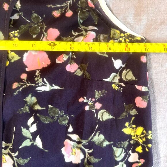 Collective Concepts Blue Floral Tank Blouse Womens XSmall Petite Casual Keyhole - Picture 6 of 10